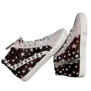 Vtg. Havana 1954 High Top Magdalena Suede Calf Hair Multi Stars Sneakers Sz 8.5